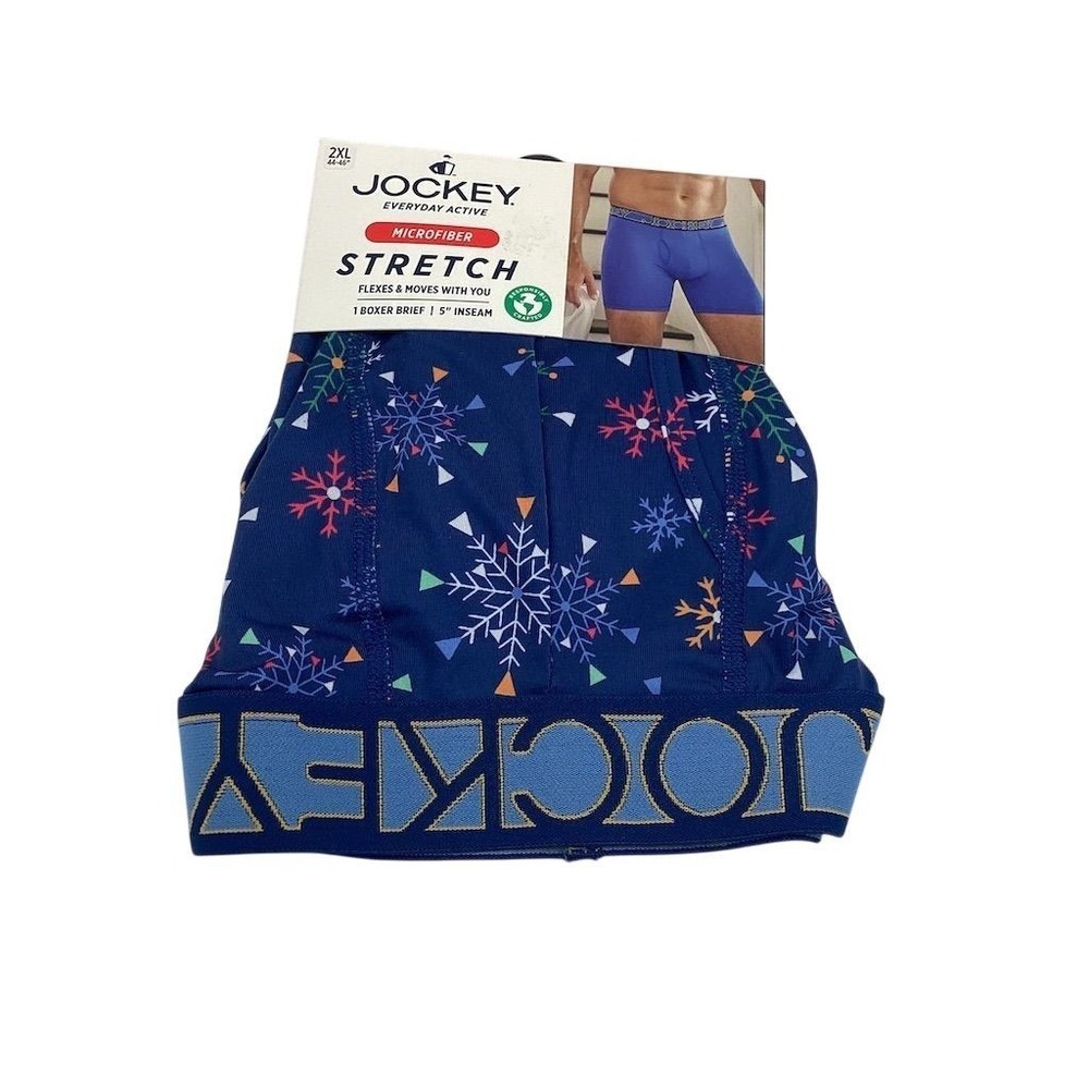 Jockey Men's 2XL Blue Geometric Boxer Briefs Stretch Underwear